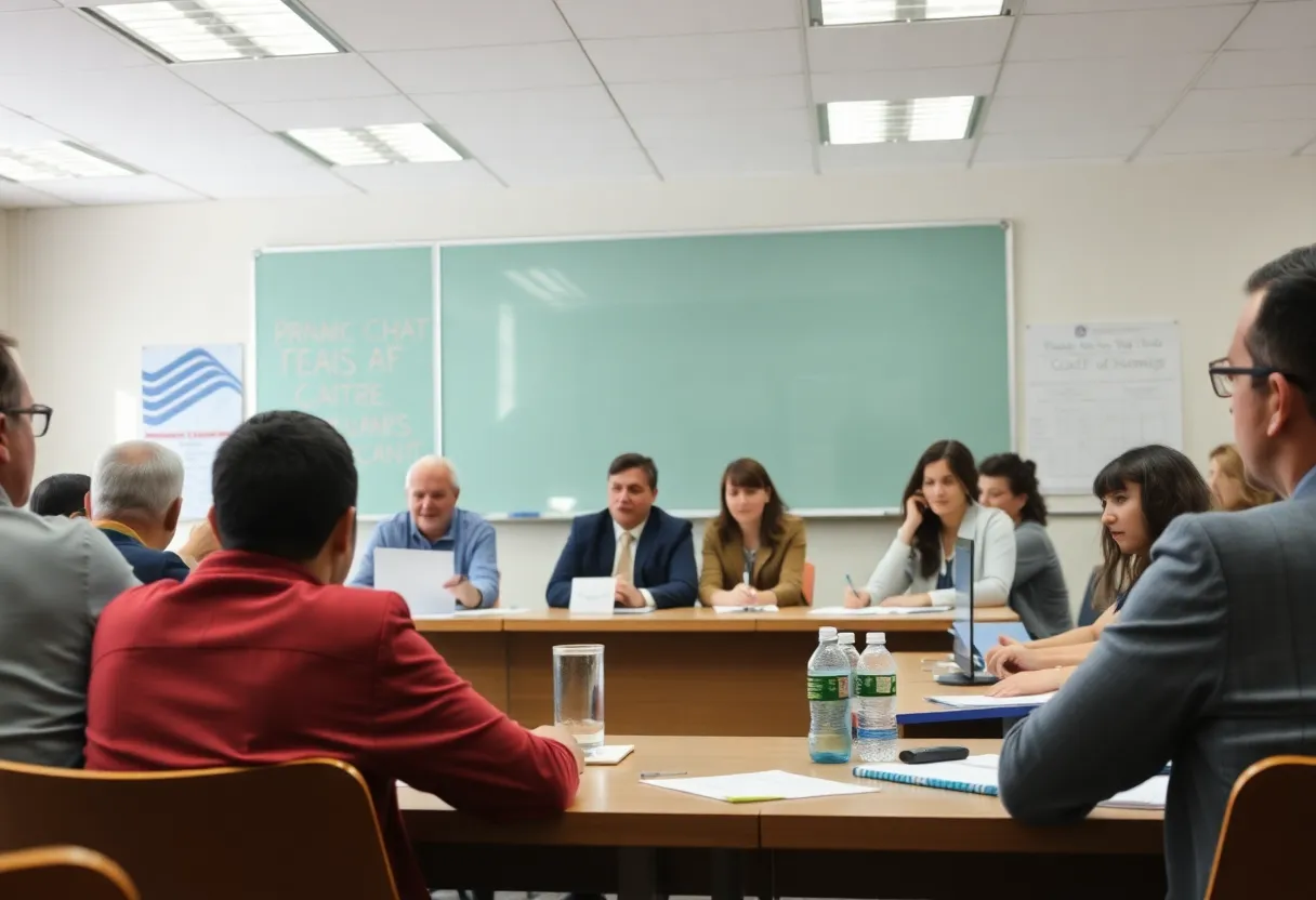 School board members discussing political controversy