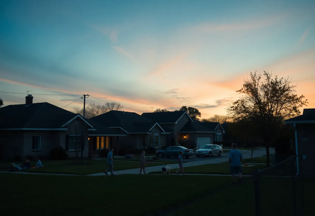 Suburban Neighborhood with Children Playing