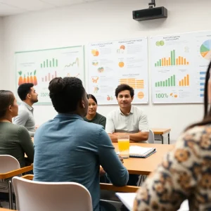 Community members participating in a discussion about food insecurity.