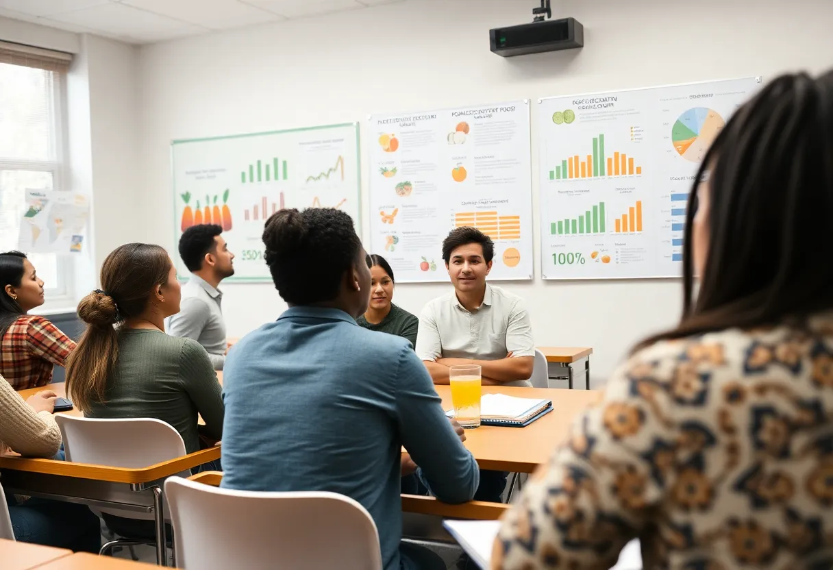 Community members participating in a discussion about food insecurity.