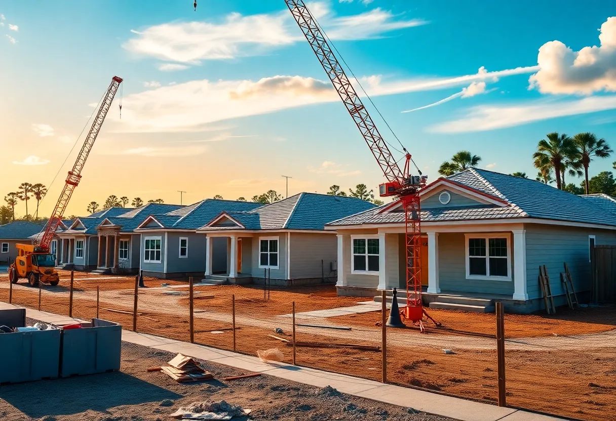 Construction site in Tallahassee with single-family homes
