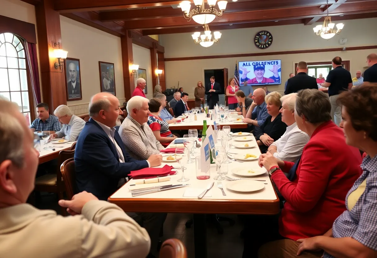 Gathering of community members at a political dinner meeting in Tallahassee.