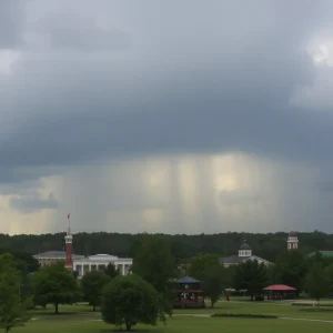 View of Tallahassee parks showcasing stormy weather conditions