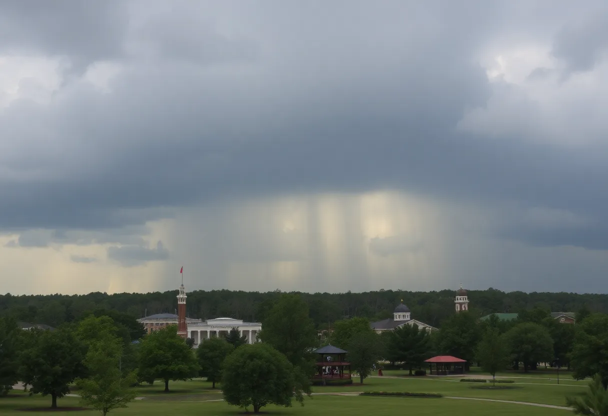 View of Tallahassee parks showcasing stormy weather conditions