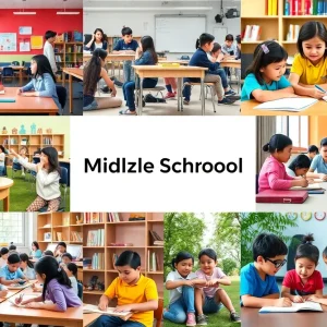 Collage of various public middle schools in Tallahassee with children engaged in learning.