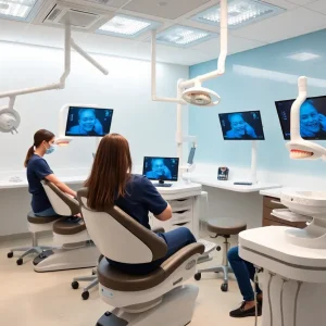Students practicing in a dental simulation lab at Tallahassee State College