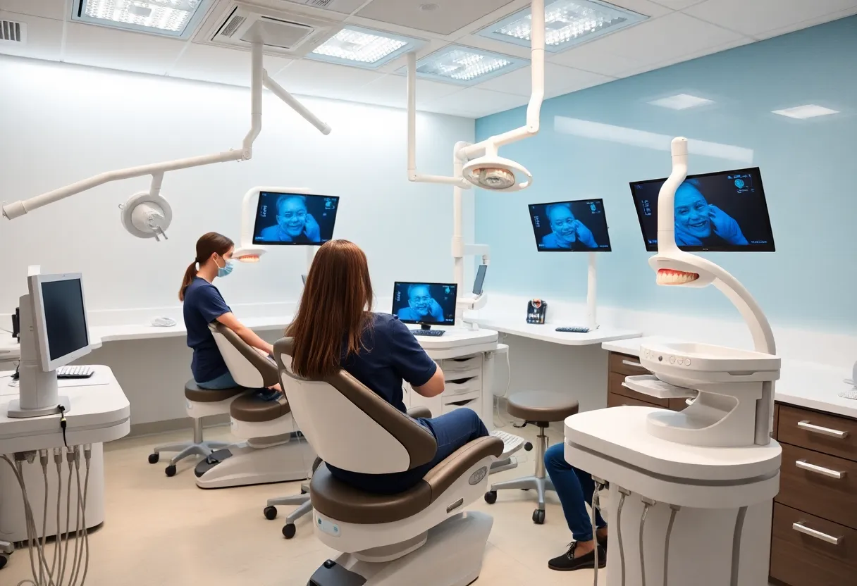 Students practicing in a dental simulation lab at Tallahassee State College