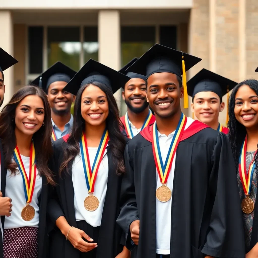 Group of Tallahassee State College student-athletes celebrating their academic achievements.