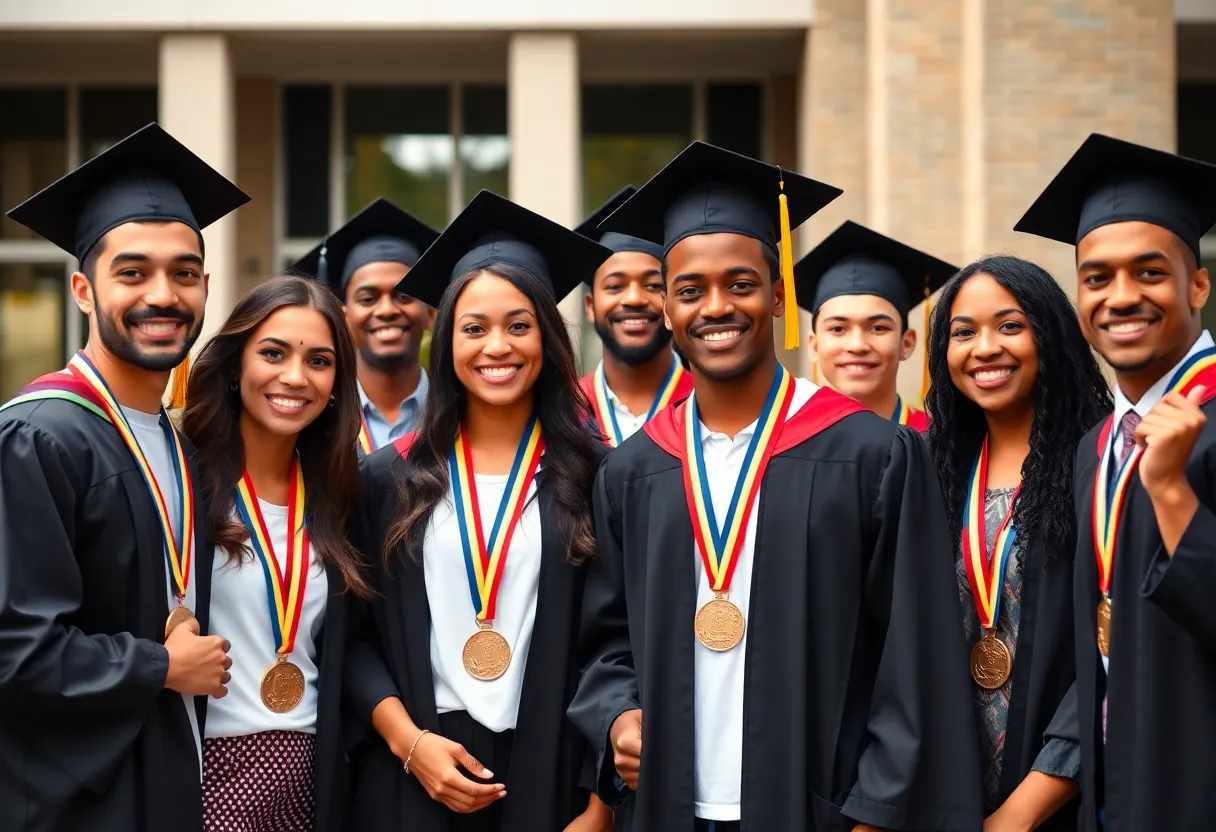 Group of Tallahassee State College student-athletes celebrating their academic achievements.