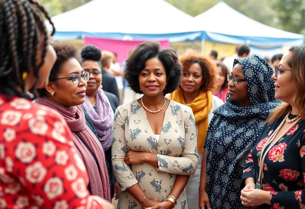 Women leaders discussing at an event