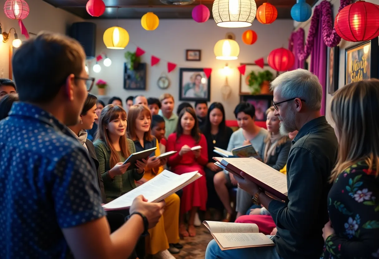 Audience enjoying a poetry reading event