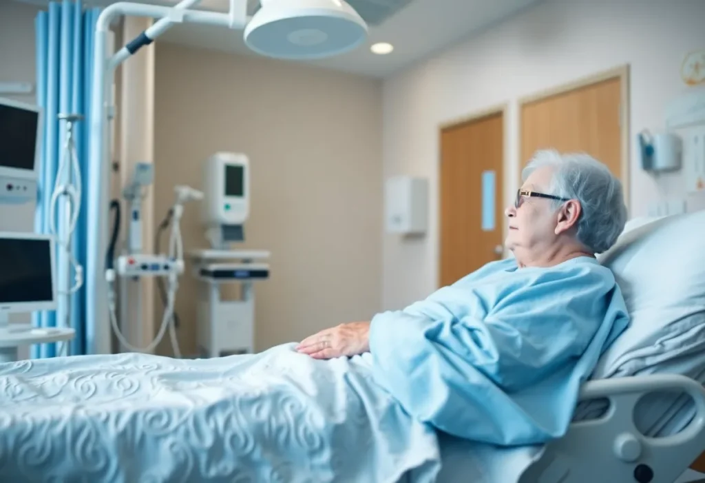 Elderly patient in care at a detention facility