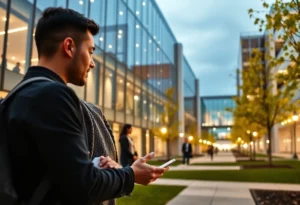 Florida A&M University campus with students engaging in partnerships
