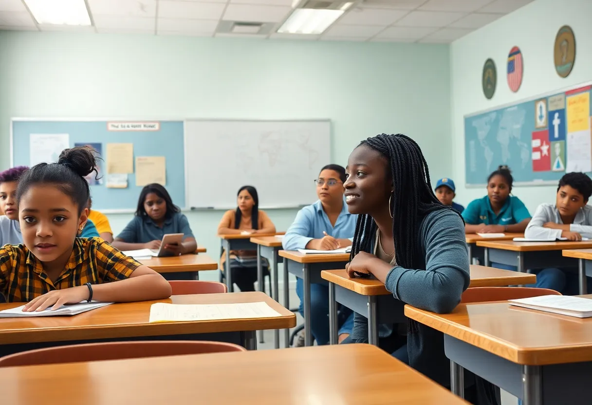 Students in a Florida classroom engaged in diverse educational activities.