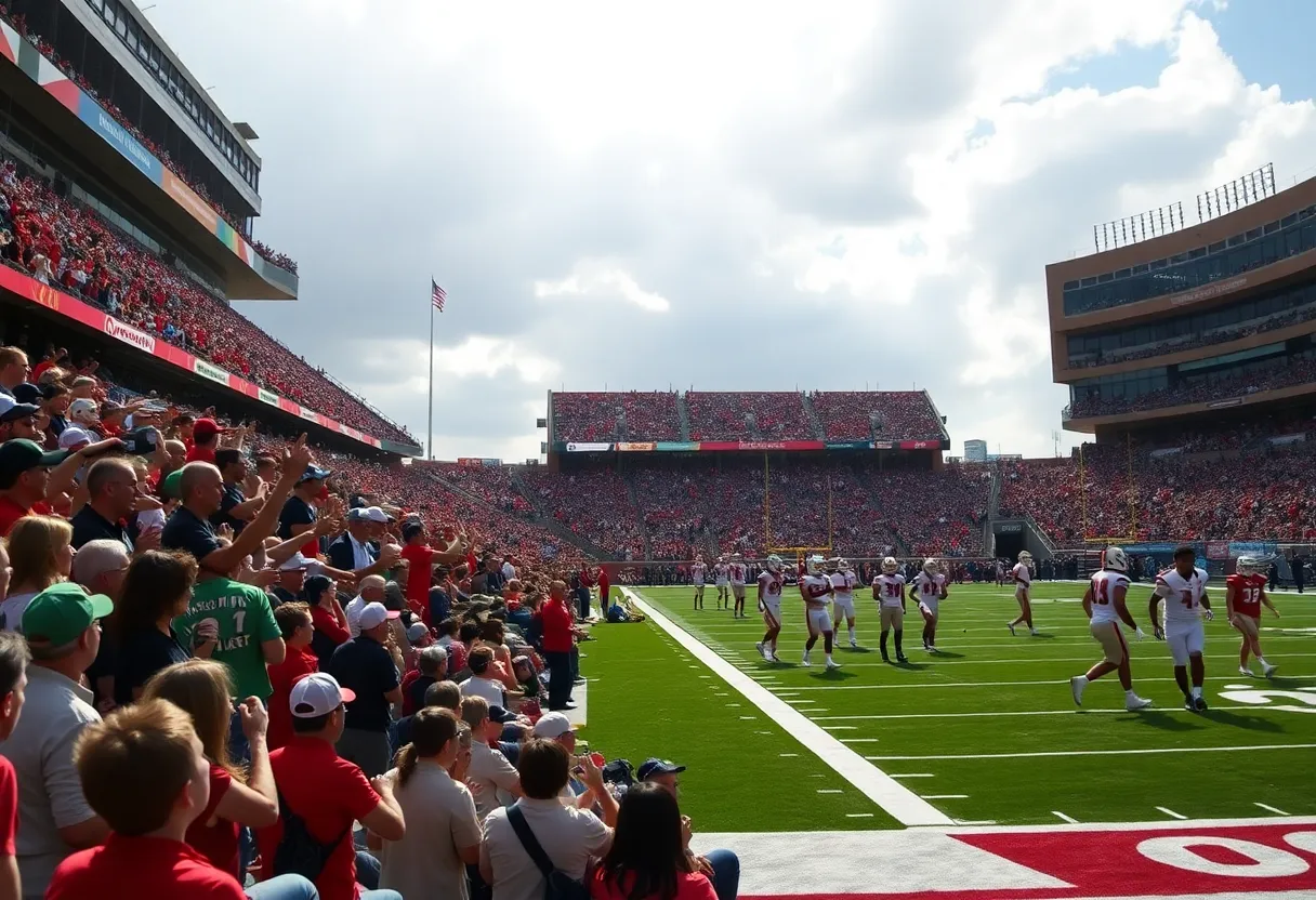 Crowd cheering at Florida State University football game