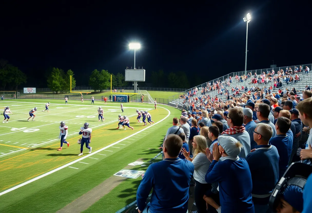 Football players competing during a high school game