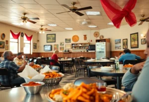 Diners enjoying soul food at Olean's Cafe