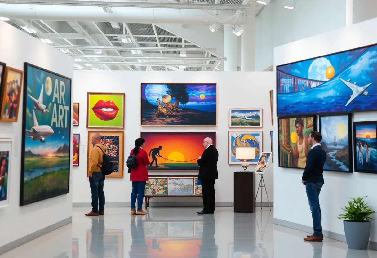 Artworks displayed in the Movers and Makers exhibit at Tallahassee International Airport