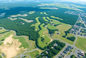 Aerial view of Tallahassee golf course land