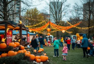 Families celebrating at a Halloween festival in Tallahassee