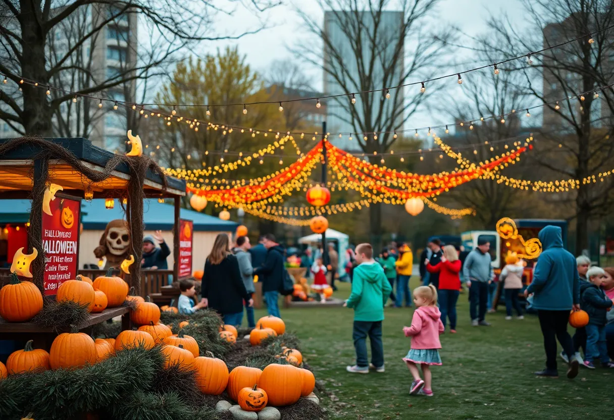 Families celebrating at a Halloween festival in Tallahassee