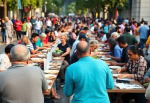Community members dining together at The Longest Table event in Tallahassee