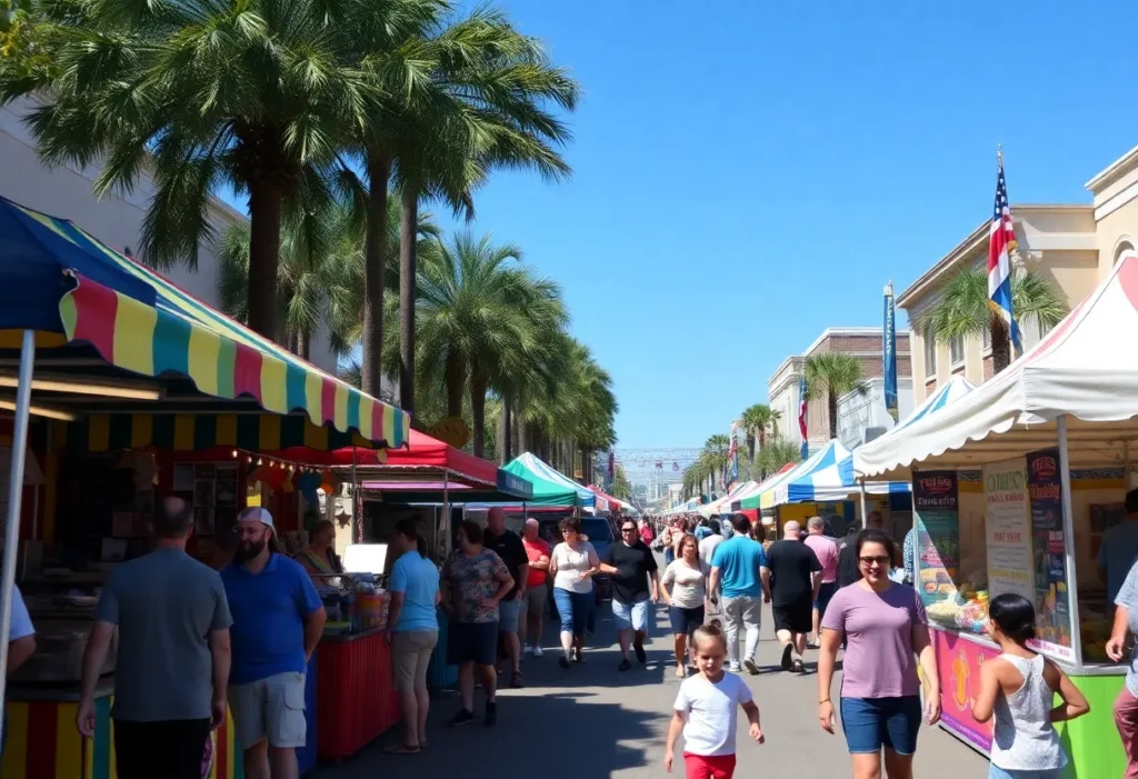 A vibrant festival in Tallahassee with activities and families enjoying.