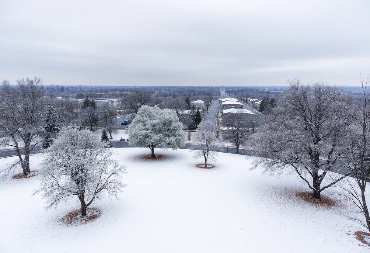 Snow-covered park in Tallahassee