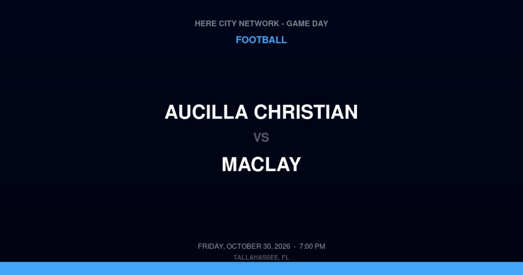 Aucilla Christian vs. Maclay — Football Game Day — Tallahassee, FL — Oct 30, 2026